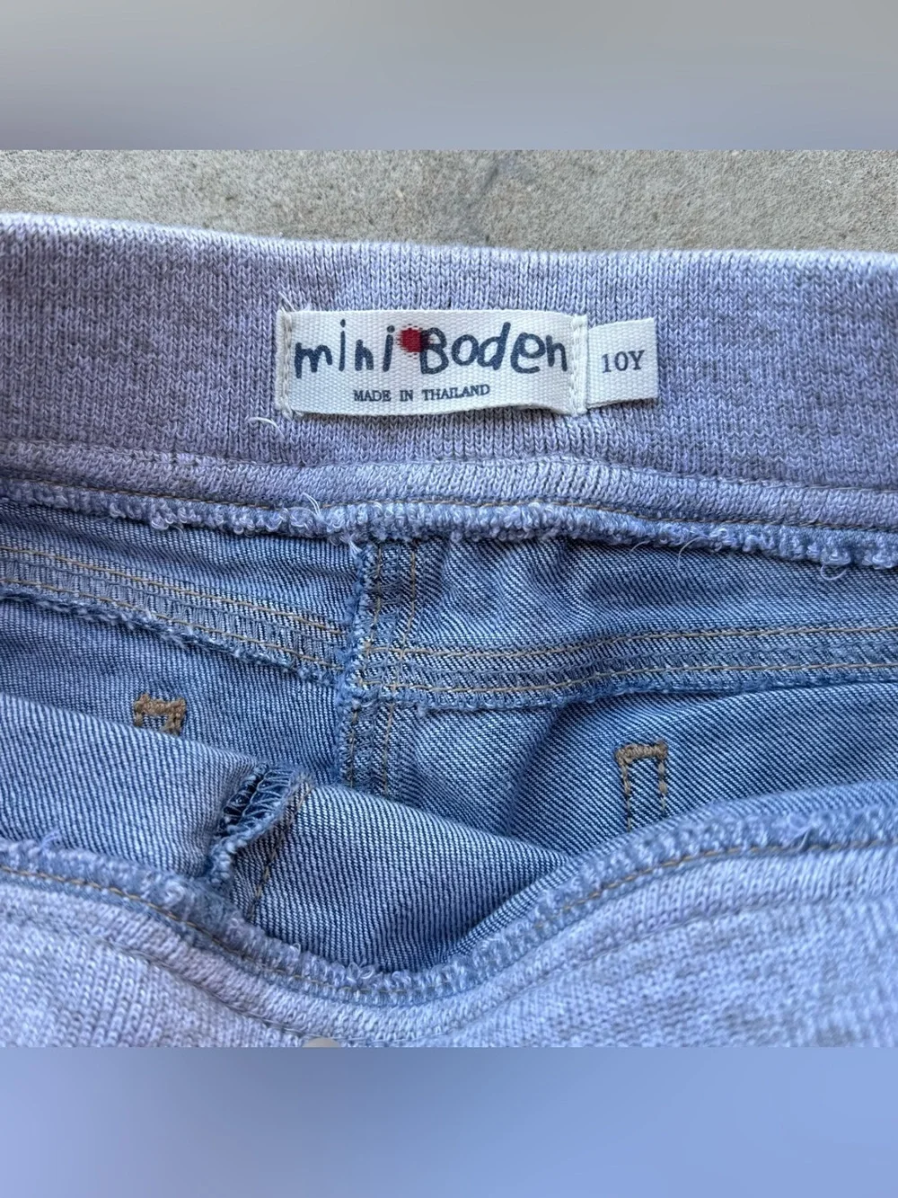 Mini Boden 10y Denim Jean Shorts Withed Ribbed Tie Waist